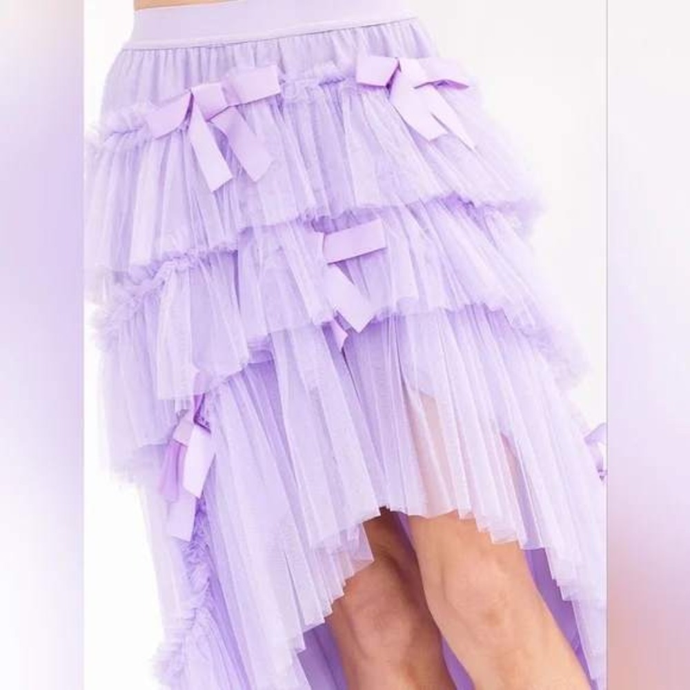Hot & Delicious Lavender Purple Tulle Skirt Tiered Ruffle High Low Sz S/#26324 - Picture 3 of 5